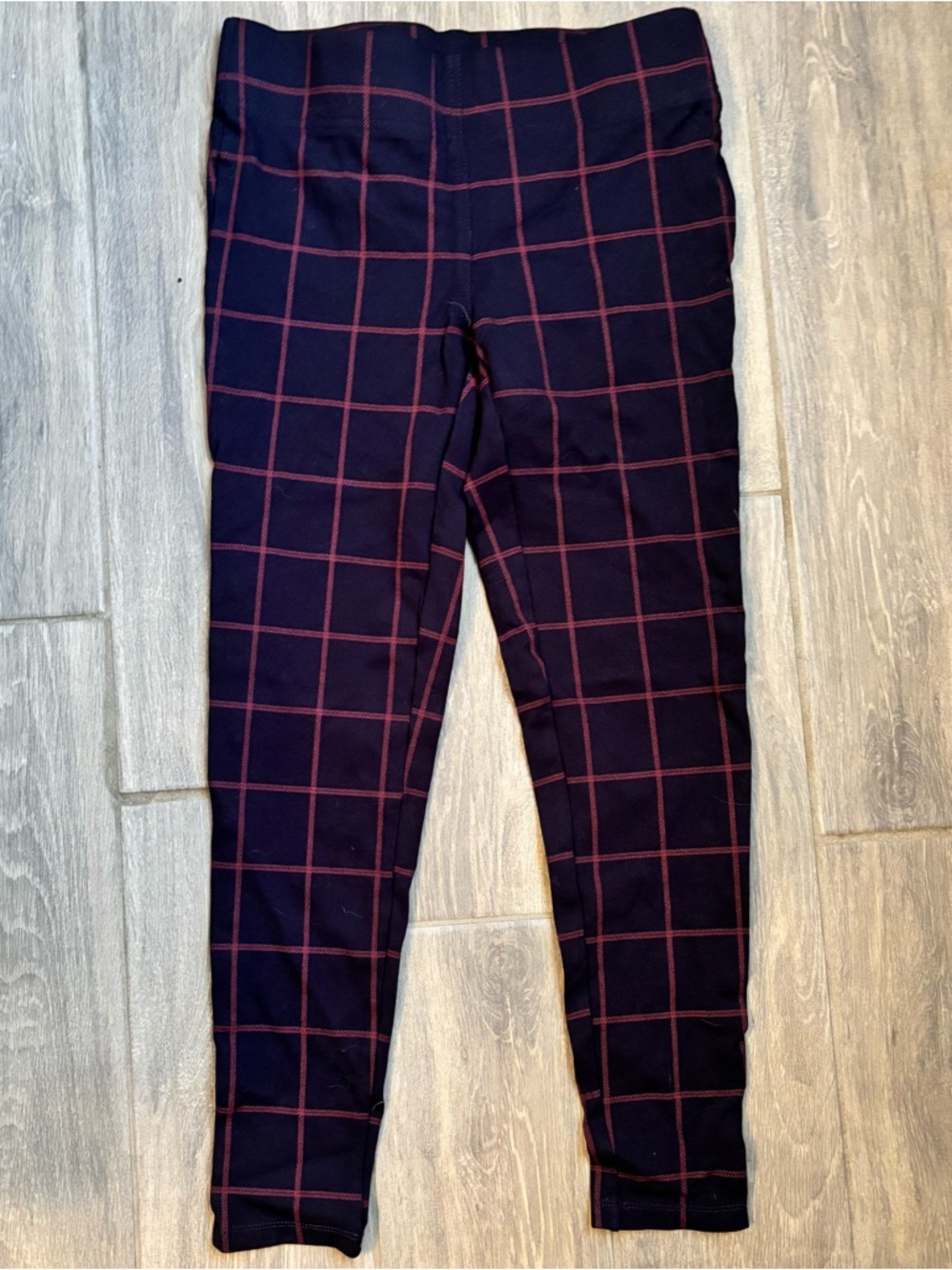 Loft Navy Blue Leggings with Red Windowpane Grid